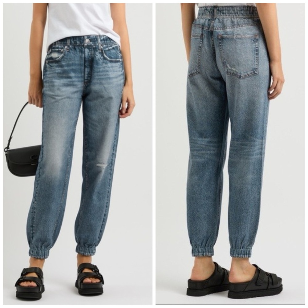rag & bone Washed Blue Denim Jogger Track Pants